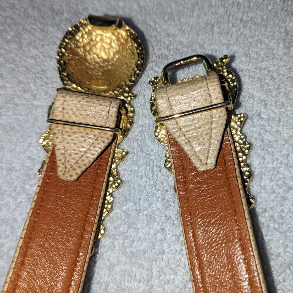 Vintage Alexis Kirk tan lizard texture leather belt. - Picture 7 of 9